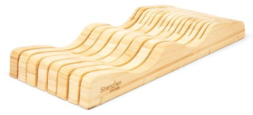 Shenzhen Knives Bloque de cuchillos extragrande en cajón: soporte de cuchillos de madera vacío con 11 ranuras para cajones de cocina