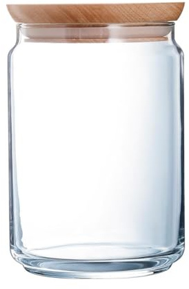 Arc 806489 Purebox Vorratsdose aus Glas, Holzdeckel, 1 l
