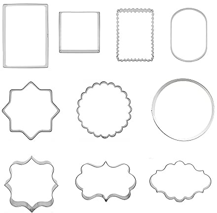 10 PCS Plaque Frame Cookie Cutters Set Fondant Tiles Biscuit Cutter Molds for Cookie Fruit Shapes