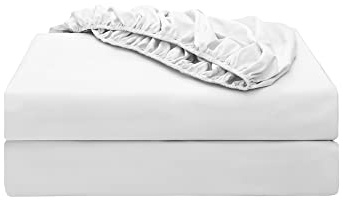 2-Pack Pure Cotton Fitted Sheet Twin Size, 600 Thread Count 16 Deep Pocket Egyptian Cotton Fitted Sheet (2pcs, Twin, White)