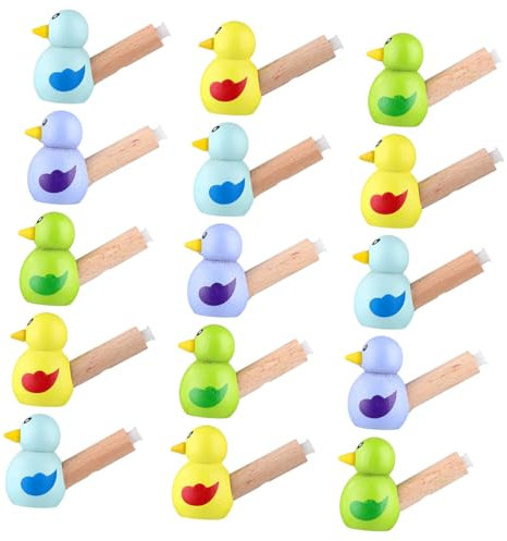 15pcs Bird Whistle Animal Wooden Whistle Rainbow Flute Musical Instrument Noise Maker Sound Toy Children Whistle Toys Bird Shape Whistles Wooden Bird Whistle Wooden Party Horns