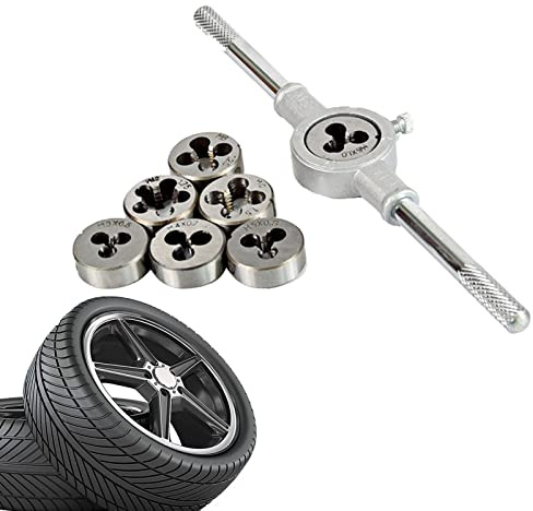 Gusengo machos y terrajas métrico - Kit Herramientas manuales roscado 8 Piezas con Troqueles M3-M12,Kit Herramientas reenhebrado para Hilos Gruesos y Finos para el hogar