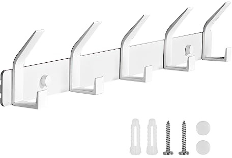 DIYJEP Appendiabiti da Parete, Attaccapanni da Muro con 10 Ganci in Acciaio Inox, Appendiabiti da Muro Moderno Appendiabiti a Parete, Appendino da Muro per Cucina Cappelli Giacche Cappotti, Bianco