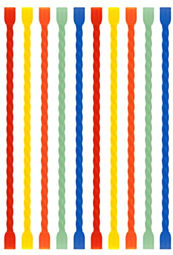 Gesipor 10 PCS 6-Inch Silicone Cable Ties - Reusable Twist Ties Bendable Steel-Core Rubber Cable Ties for Bundling and Holding, All Purpose Cord Tie for Indoor and Outdoor (5 Colors)