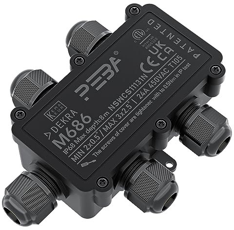 PEBA Wasserdicht Abzweigdose Erdkabel Kabelverbinder IP68 Verteilerdose steckdose aussen verteiler 4mm-8mm und 8mm-12mm kabel für außen garten outdoor wasserdichte verbinder box 5-Wege Schwarz