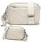 KUNKUN Kleine Handtasche Damen Umhängetasche Leder Crossbody Bag mit Drei Reißvers Chlussfächern und 1 Breiter Gurt und 1 Dünnen Schultergurten Tasche -Beige
