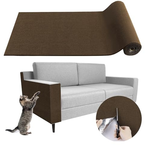 Tappeto tiragraffi per gatti adesivo protezione divano graffi gatto tappetino antigraffio divano (marrone, 40×200cm)