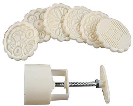 Stampo per biscotti a forma di luna, stampo per torta cinese di metà autunno, stampa per torta con stampo per polvoron da 75 g, 6 francobolli, stampi in silicone per colata in resina