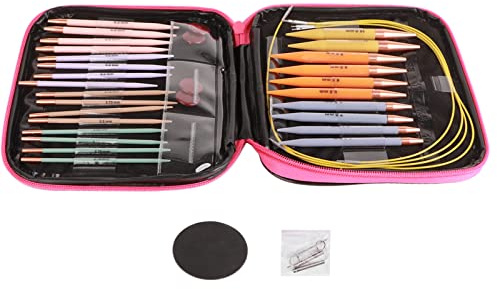 Set Ferri da Maglia Intercambiabili, Materiale di Alta qualità, Durevole con Borsa in PU, Accessori Artigianali Fai da Te per Donna, Set di Uncinetti da 13 Paia di Aghi in