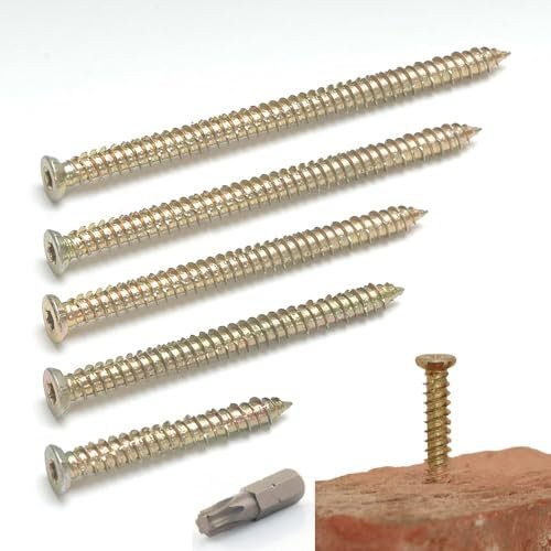 Concrete Frame Fixing Screws - Frame Screws Heavy Duty 7.5mm x 80mm -100 Pack with T30 Torx Driver Bit