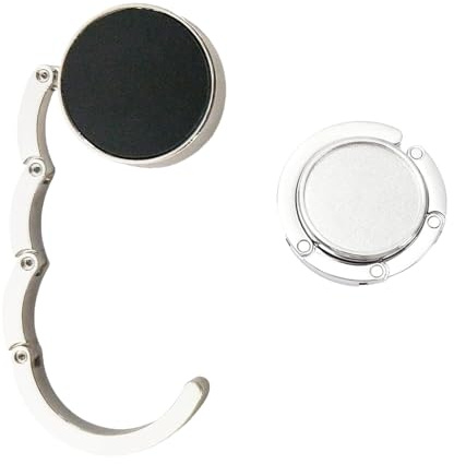 2PCS Handbag Hook for Table, Foldable Round Purse Hook Portable Table Bag Holder Folding Section Storage Lightweight Handbag Table Hanger for Table Desk Office Convenient Bag Storage(silvery)