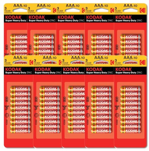AAA Batteries, Koda'k triple AAA batteries, batteries aaa pack 100 Pack - Heavy Duty Zinc Carbon For Low drain devices | toys | fairy lights | household remotes applications | Flashlights | Clocks |