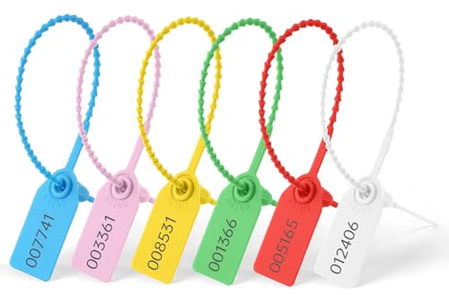 Flintronic Precintos de Seguridad de Plastico, 120 Piezas Brida de Cable Multicolor, 25CM Etiqueta Bridas para Cables con Número, para Ropa Calzado Bolsas Logística Transporte （6 Colores)