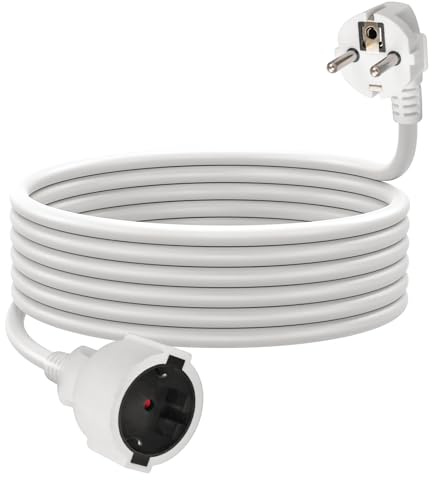 GREATIDE Verlängerungskabel 10m IP44 Kabel Kabelverlängerungen mit Schutzkontakt Stecker Schuko Verlängerung 16A/250V, Weiß, H05VV-F 3G1,5 mm²