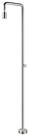 Galyon IMEX Grifería Ducha Exterior Piscina Pool Acero Inoxidable - GPP001 Columna Monofluido 1 Vía, Grifo Monomando con Giro 90°, Acero S.316 para Instalación Profesional en Exteriores (Acero)