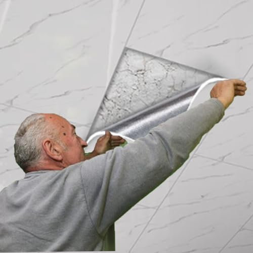 QHZYMX Pannelli soffitto, Piastrelle Decorative da Soffitto 30x60 Cm/11,8x23,6 Pollici per Il Bagno, Pannelli di Rivestimento 3D Fai Te con Retro Adesivo, Pannello di Rivestimento(60 PCS)