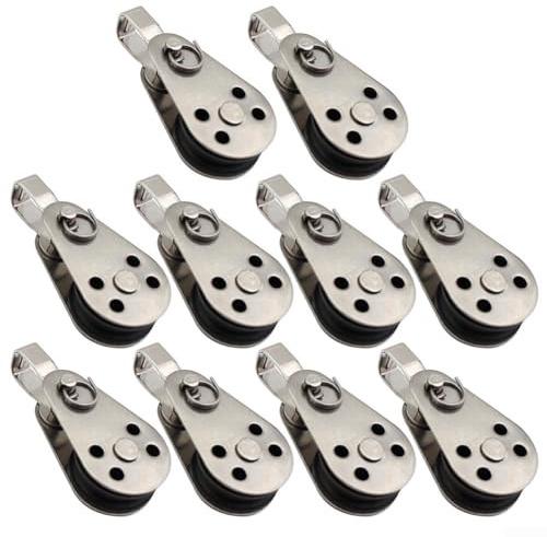 Gdfnmogo Set di 10 pulegge in acciaio inox e nylon, 25 mm, per attrezzature nautiche per barche a vela, piccole pulegge di sollevamento (304)
