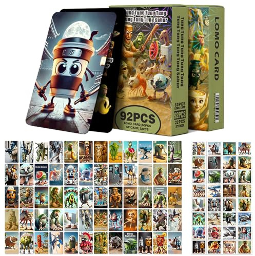 WENAUANG Italian Brainrot Cartas Set, con 60 Cartas Coleccionables y 32 Pegatinas, Juego Cartas Niños, Juego de Cartas PsicodéLico con Personajes únicos, Niños, Jóvenes, Fiestas y Eventos