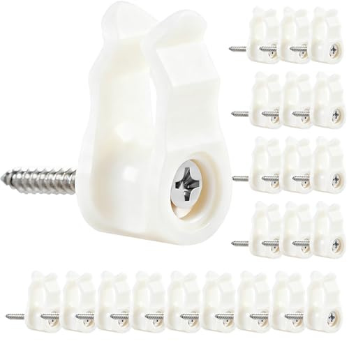 Gicare 50 PCS Outdoor String Light Clips Hooks, Weatherproof Screw in Hooks for Hanging Christmas Light Clips, Fairy Lights, Holiday Decor, Cable Hangers and Clip-White