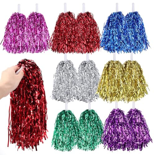 Alipis 7 Pares De Pompones Deportivos Metálicos para Porristas Ideales para Equipos De Animación Pompones para Porristas