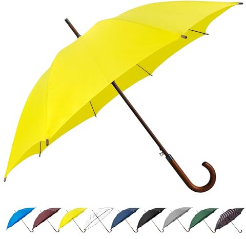 SoulRain Parapluie Classique à poignée en Bois avec Ouverture Automatique Coupe-Vent et bâton incassable 122 cm