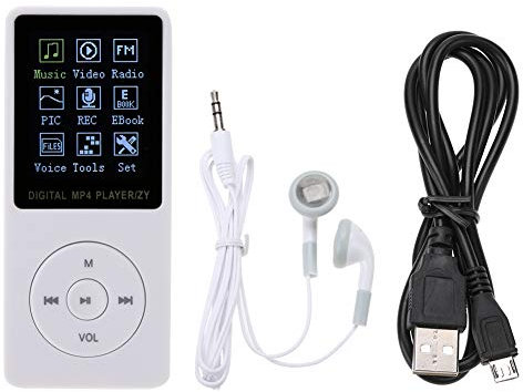 Lecteur MP3, Lecteur d'écran Portable TFT Couleur USB2.0 Lecteur de Musique HiFi Lecteur de Musique MP4 MP3 de Sport (Blanc)