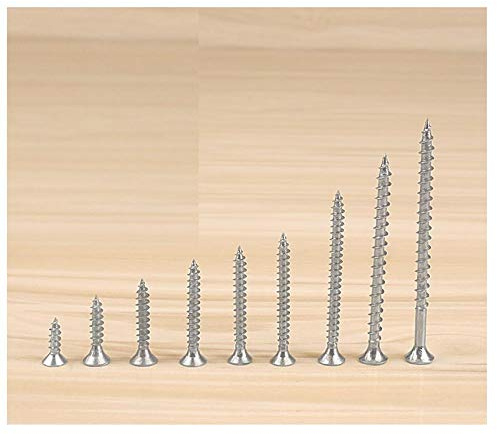 Tornillos de madera autorroscantes, clavos cruzados endurecidos de alta resistencia con cabeza avellanada, cabeza plana, clavos de fibra de zinc, zinc blanco-M6 * 20 mm (aproximadamente 300 piezas)