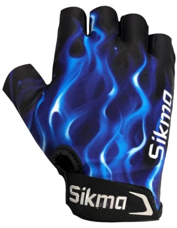 Sikma Guanti imbottiti per bambini, ragazzi e ragazze, per ciclismo, scooter, BMX, bicicletta, blu, XS/XXS