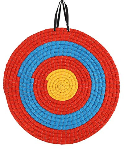 Stronghold Zielscheibe Strohscheibe im Maß 50x50x5 cm, Ziel für Pfeil und Bogen in leuchtenden Farben rot blau gelb, 3-lagig Outdoor Parcours Bogenschießen