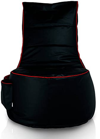 Italpouf Sitzsack Sessel Gaming, Schwarz mit Tasche, für PS4, XBOX360, XboxOne, Nintendo Switch, Indoor & Outdoor, EPS Perlen Füllung, Wasserdicht