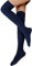 FGFD&OU Calze da Donna Sopra il Ginocchio Calzini Cotone Invernali Termici Lunghe Calzettoni a Maglia Calze di Coscia Retro per Ragazze e Donne (Blu)