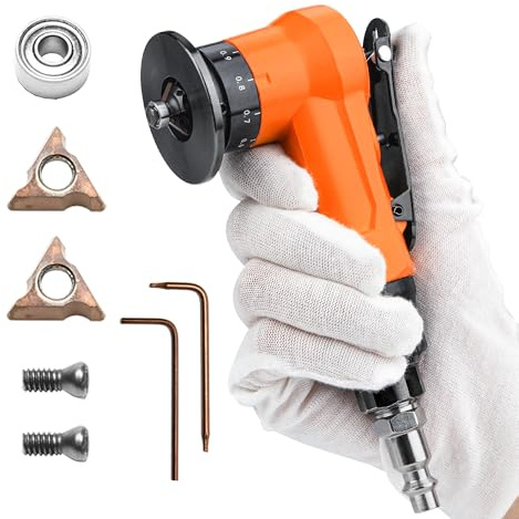 2-in-1 Mini Air Chamfer Tool for Chamfering and Round Cornor on Metal, Arc Corner 45 Degree Pneumatic Beveling Trimming Deburring Machine