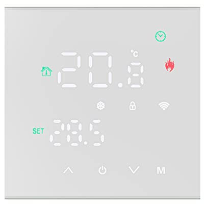 MincoHome Smart Thermostat Touch Screen WiFi Enabled Programmable Temperature Control for Electric Heating/Gas Boiler Save Energy (Weiße elektrische Heizung)