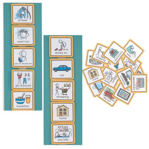 Visual Timetable for Adults Visual Schedule communication cards for stroke victims, dementia, learning difficulties (Green)