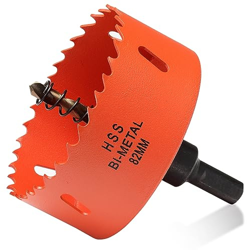 82mm Hole Saw Drill Bit for Wood and Metal, Bi-Metal Circular Hole Cutter with 11mm Hexagon Shank Arbour, for cutting Cast Iron, Aluminium, Plywood, Acrylic, PVC/UPVC