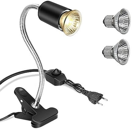 ZJRung Schildkröte Wärmelampe 50W Reptilien Terrarium Lampe mit Clip und Temperaturtester Lampen 50w 360°Drehbar für Reptilien E27 UVA/UVB Wärmespotlampe für Schildkröte, Eidechse, Schlange,Spinne