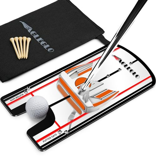 EagleGlo Miroir de Putter de Golf, Aide à l'entraînement de Golf avec Ligne de Putter en Acrylique Miroir, entraîneur de Putter pour aligner Les Yeux, Le Corps, Le Visage de Putter, équipement d'aide