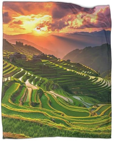 Frühlingslandschaft Kuscheldecke 80x90inch(200x230cm),weich & Warm,extra Flauschig Als Sofadecke Nature Wohndecke Yogadecke Tagesdecke,Plüsch Sofaüberwurf