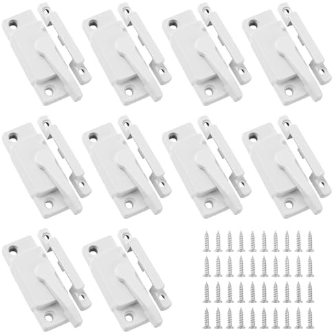 JEEJINYAN 10 Pack Cam Action White Window Sash Locks, Security Window Latches Replacement Sash Lock, Replacement Sash Lock for Horizontal Sliding Windows and Vinyl Single or Double Windows