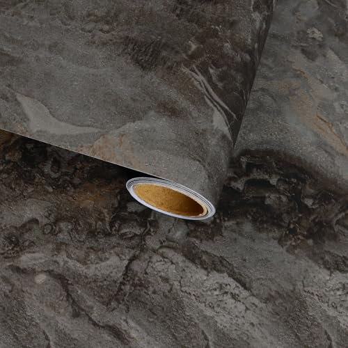 VaryFloral Papier Peint Adhesif Mural Marbre Mat 30cmx300cm Papier Vinyle Autocollant Brun Papier Peint Autocollant Effet Marbre Rouleau Adhesif Decoratif Revetement plan de Travail Cuisine