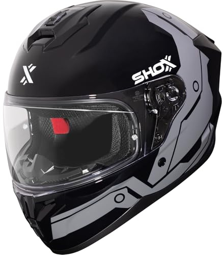 Shox Helmets Apex Tech Motorcycle Helmet L Gloss Grey Black