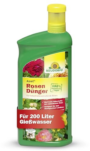 Neudorff Azet RosenDünger - 100% natürlicher Bio Dünger mit Extra Kalium für blütenreiche und intensiv duftende Rosen auf dem Balkon oder im Garten, 1 Liter