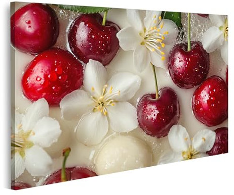 islandburner Bild auf Leinwand Kirschen und Blüten im Milchbad Bilder Wandbilder Poster