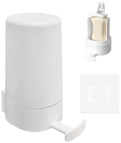 Moulin à Savon Fixe, Distributeur de Savon Fixe, Réglable Râpe, Moulin pour La Douche 12,5 x 7,5 x 15,5 CM, Distributeur Rechargeable, pour Salle de Bain, Cuisine, Bureau, Voyage, Blanc