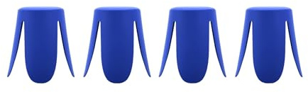 sweeek Set di 4 sgabelli impilabili ecopelle, Niki, Blu, 44x44x46 cm