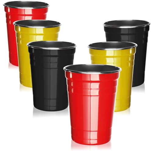 com-four® 6x gobelets en acier inoxydable, 500 ml chacun, pour le camping | les projections publiques - la Coupe du monde et le Championnat d'Europe - gobelets pour supporters - sans BPA et incassables