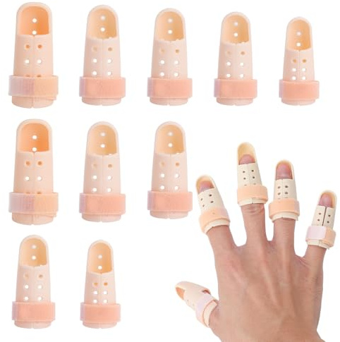 LOLANIUT - Juego de 10 Férulas para Dedos Ajustables para Meñique, Medio, Anular, Pulgar e Índice, Protección para Lesiones, Artritis y Fracturas