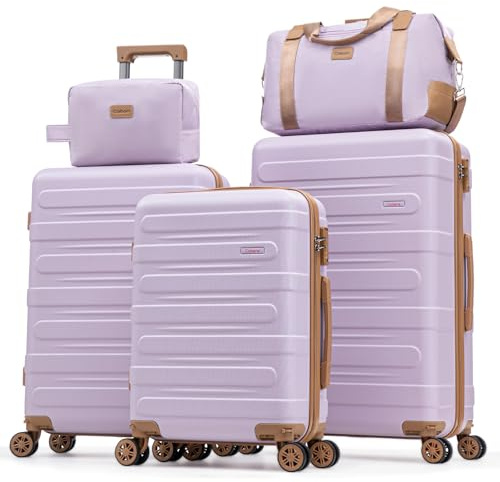 Cobens Luggage Sets 5 Piece Durable Suitcase Set with Spinner Wheels, Hard Shell Carry on Luggage with TSA Lock, Large Checked Travel Suitcases for Men and Women