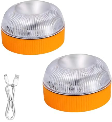 FUFRE V16 Luz de advertencia para coche, luz de advertencia de 360 ° para coche, con base magnética, IP44 resistente al agua, batería giratoria, varios modos de iluminación, repuesto para triángulo de