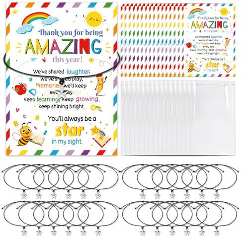 HOWAF End of Year Class Gifts for 30 Children, You're a Star Bracelets & Cards, Gifts for Students from Teachers, Year 6 Leavers, School Leavers Gift, End Of Term Gift for Children